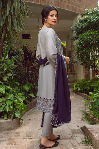 Jazmin - 3PC Lawn Embroidered Shirt with Bamber Chiffon Embroidered Dupatta and Lawn Trousers