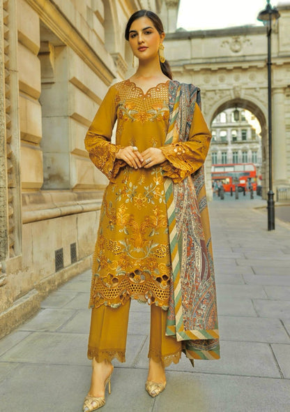 Embroidered Linen Unstitched 3Pc Suit D-03