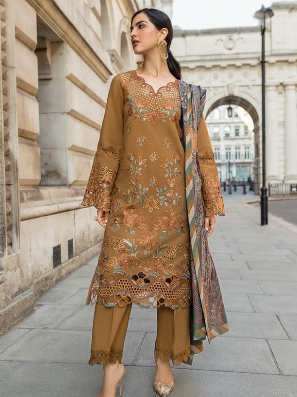 Embroidered Linen Unstitched 3Pc Suit D-03