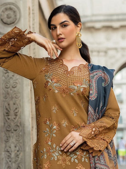 Embroidered Linen Unstitched 3Pc Suit D-03