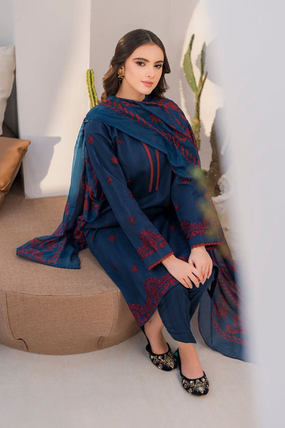 JAZMIN Embroidered lawn Three Piece Suit