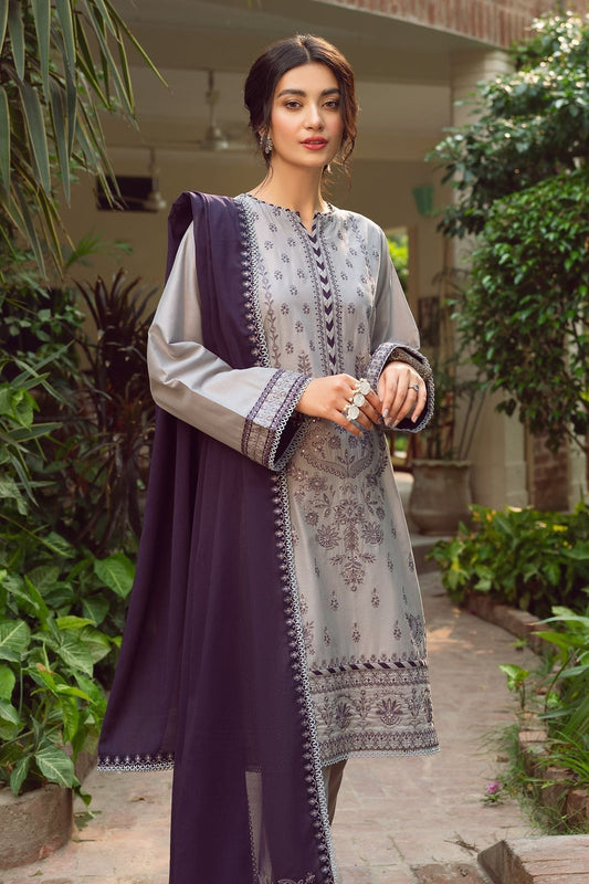 Jazmin - 3PC Lawn Embroidered Shirt with Bamber Chiffon Embroidered Dupatta and Lawn Trousers